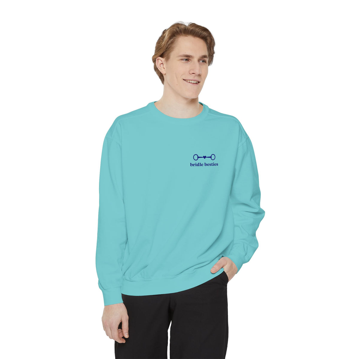 Bridle Besties Preppy Wordmark Sweatshirt (Navy, Premium) - view 7