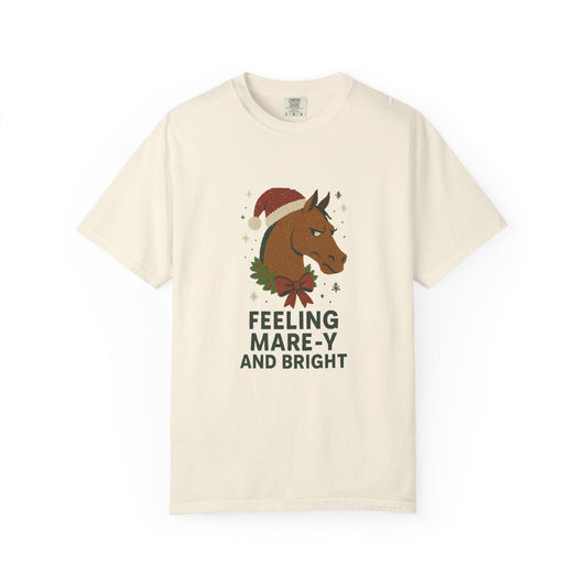 Feeling Mare-y and Bright Christmas Horse T-Shirt - Bridle Besties